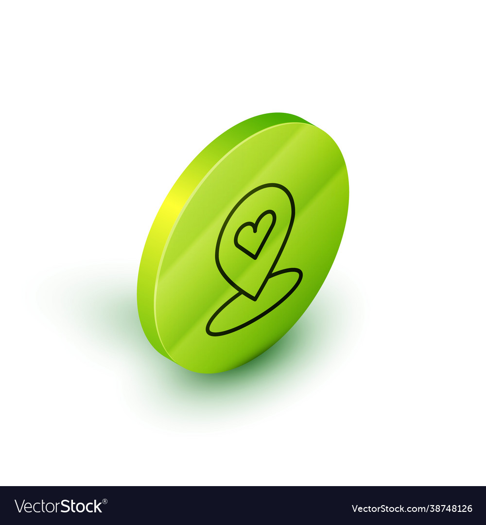 Isometric line map pointer with heart icon vector image Isometric line map pointer with heart icon