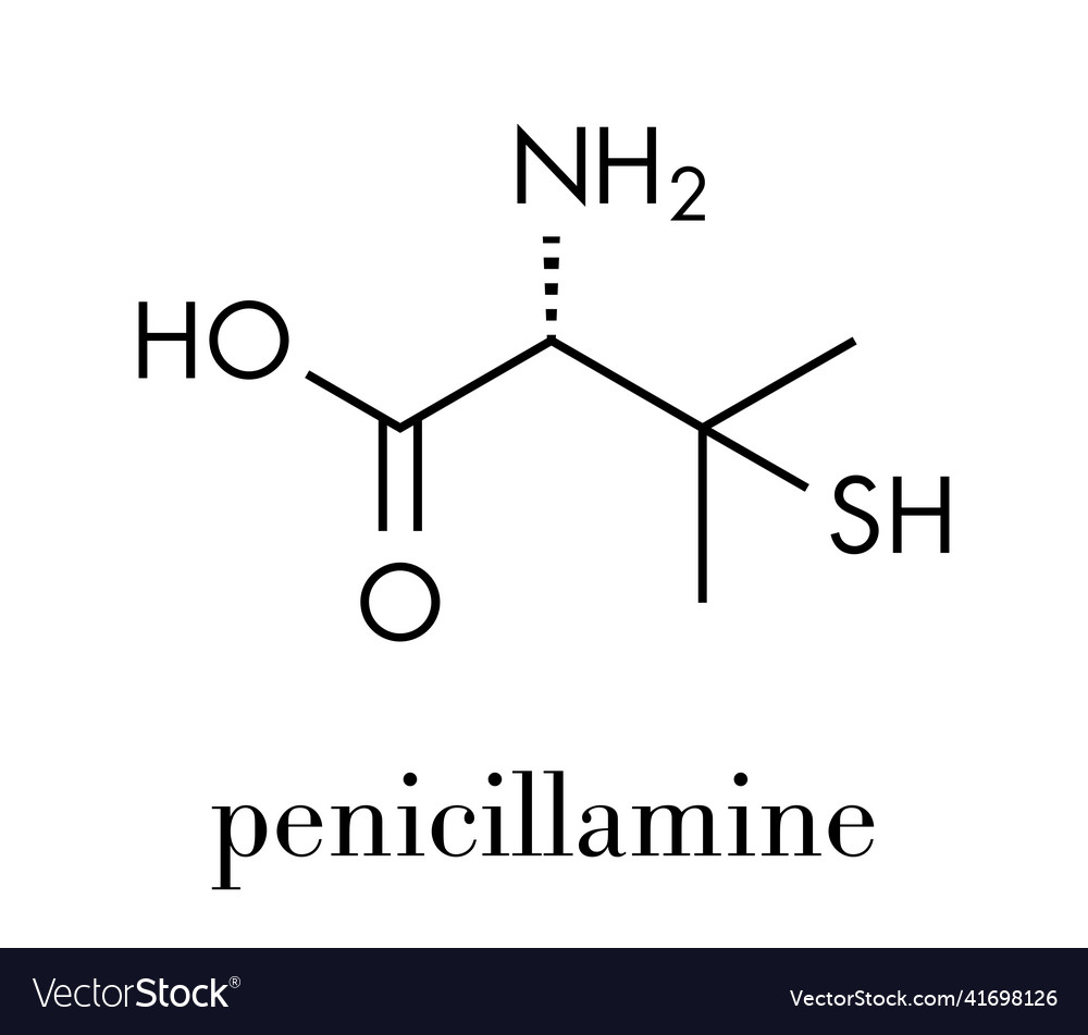 Penicillamine drug molecule used as chelating Vector Image