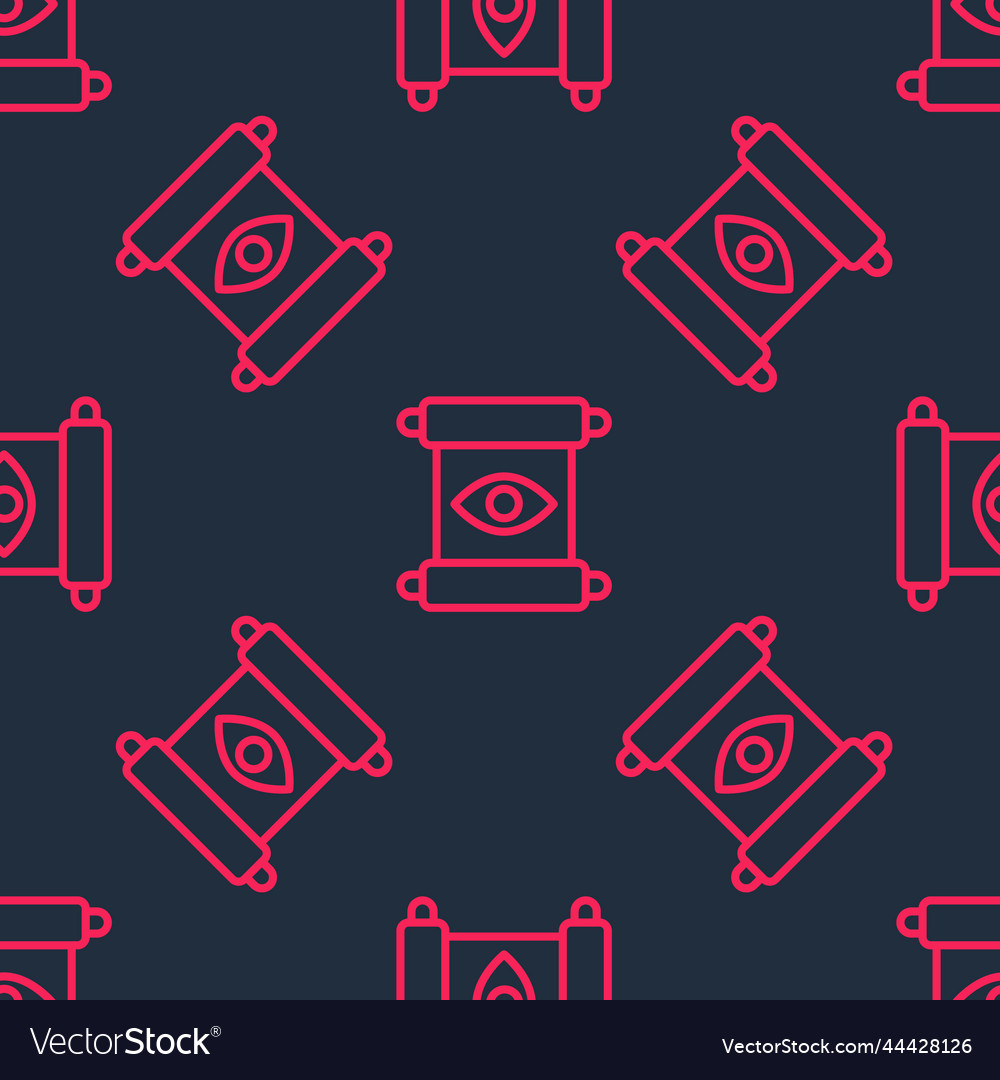 Red line magic scroll icon isolated seamless