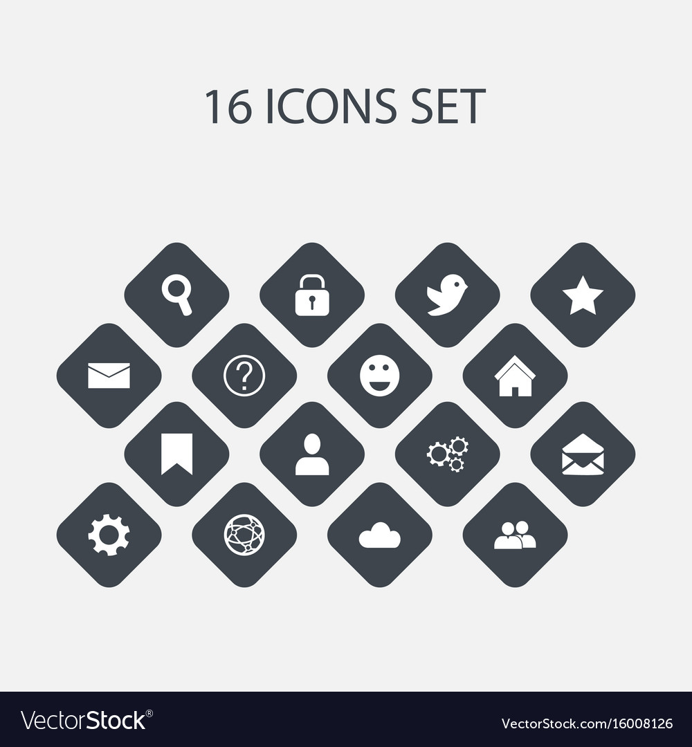 Set of 16 editable network icons includes symbols