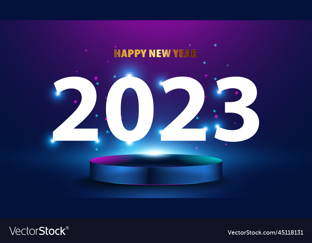 Abstract happy new year 2023 mock up base stage Vector Image