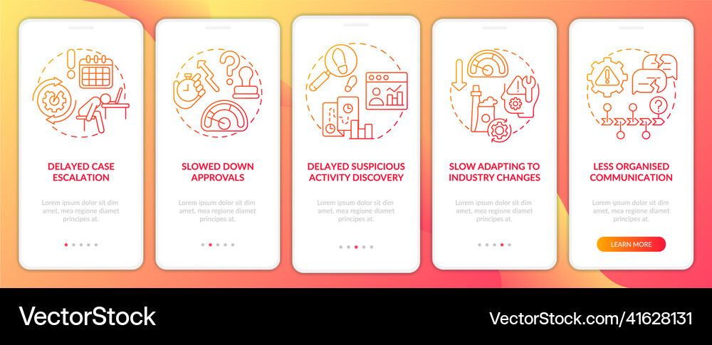Bpa challenges red gradient onboarding mobile app Vector Image