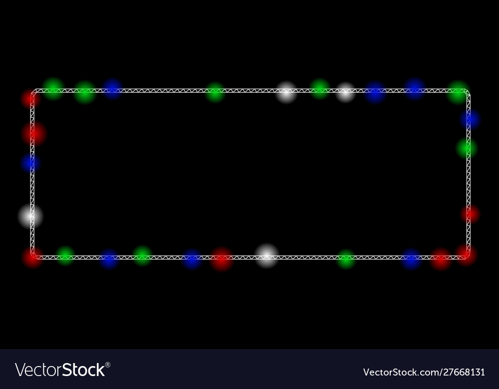 Bright mesh network rounded rectangle frame vector image Bright mesh network rounded rectangle frame
