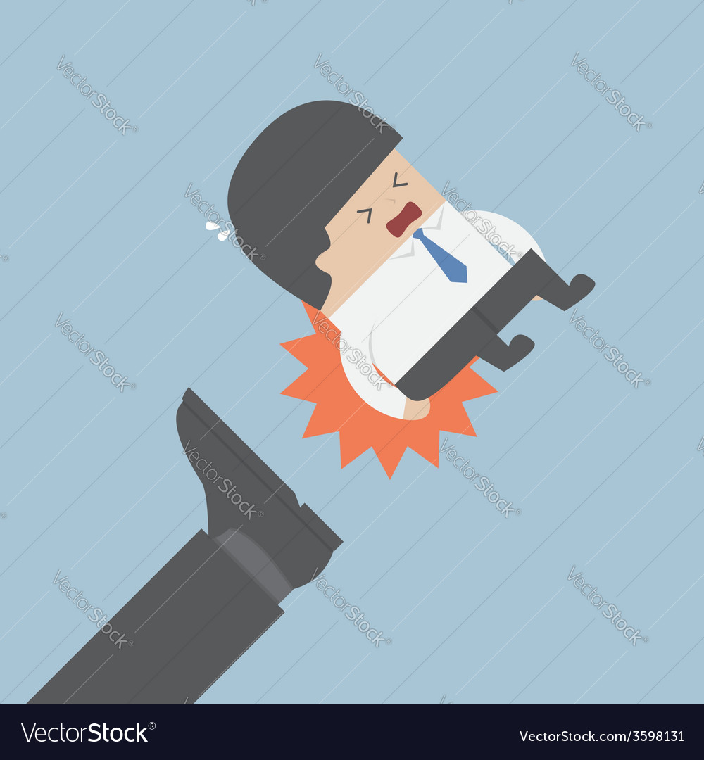 Businessman is an egoist with word ego kicked off Vector Image