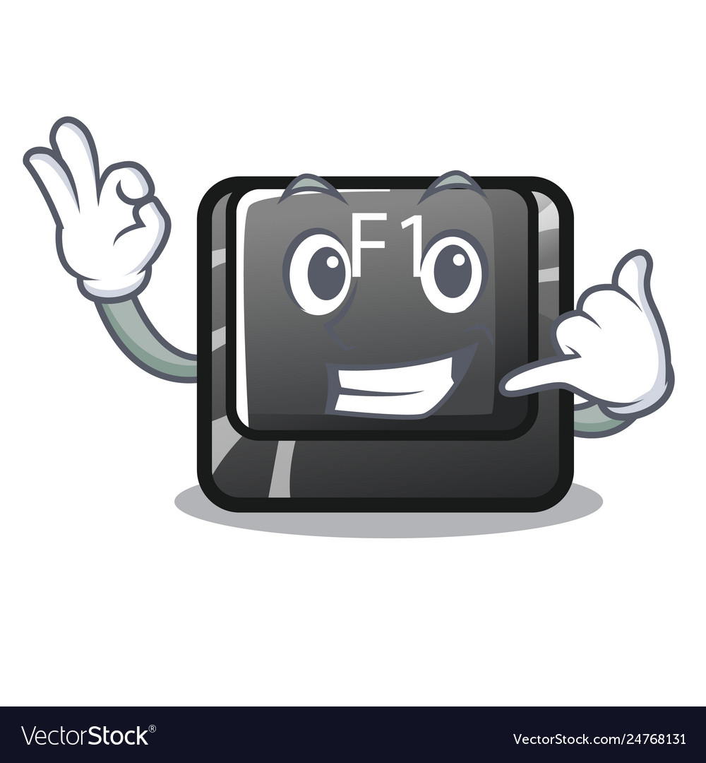 Call me cartoon f1 button installed on keyboard vector image Call me cartoon f1 button installed on keyboard