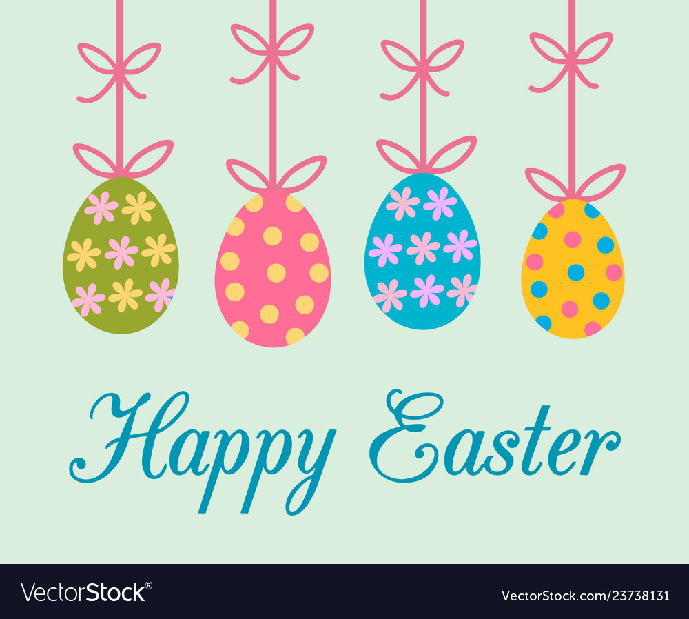 Easter greeting card with colorful decorated