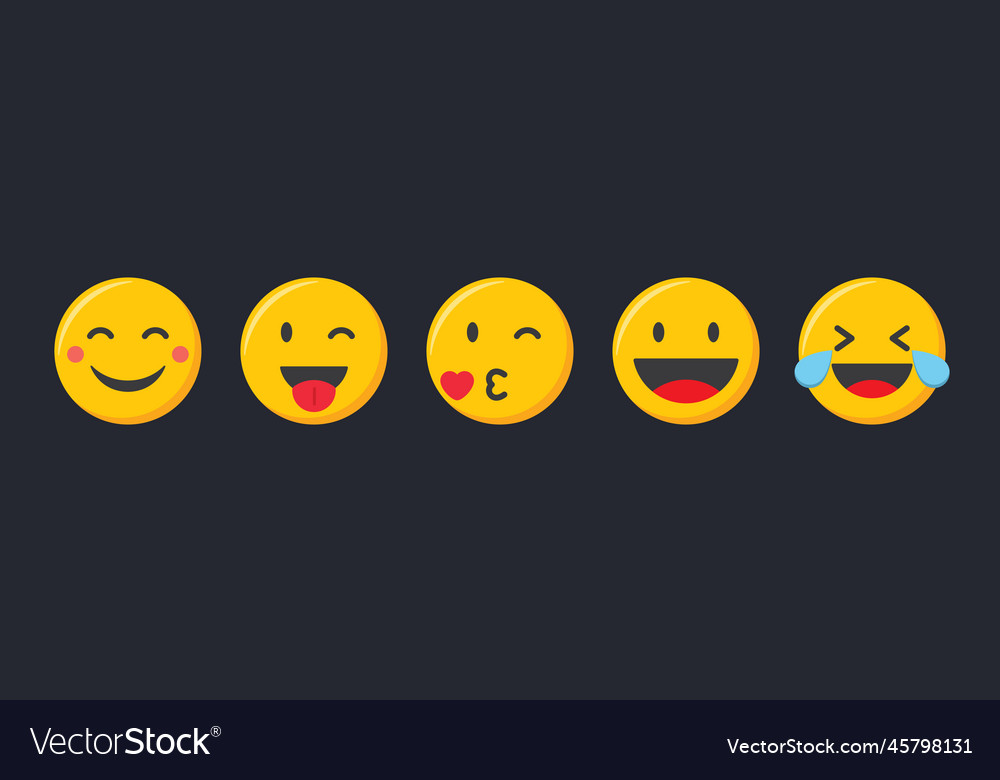 Emoji Icons Set Happy Emoticons Collection Vector Image 3087