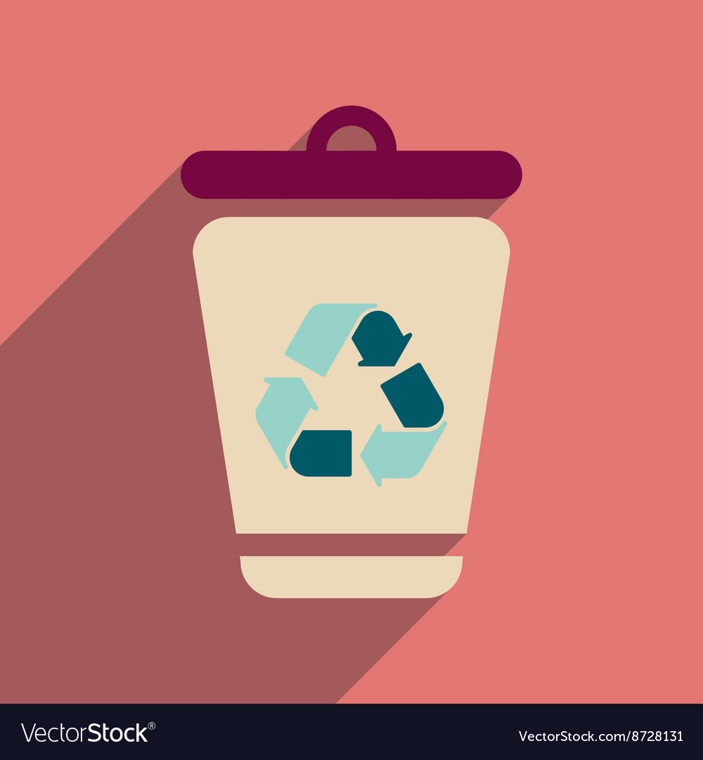 Flat web icon with long shadow trash box
