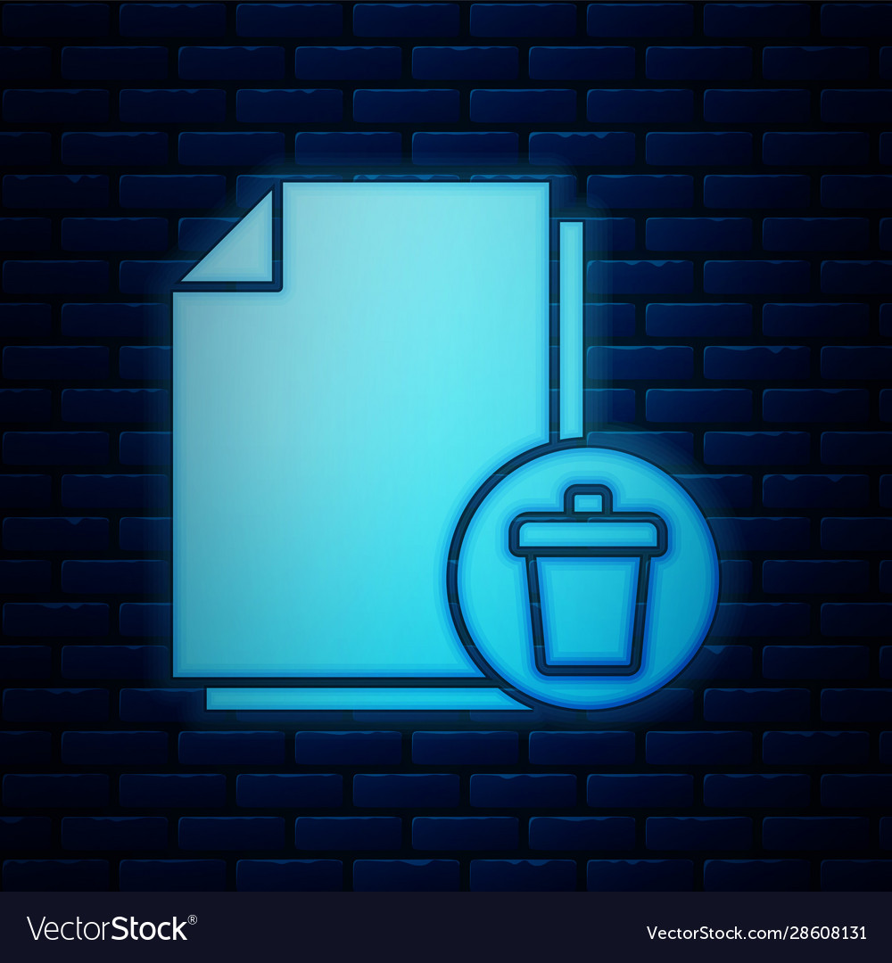 Glowing neon delete file document icon isolated vector image Glowing neon delete file document icon isolated