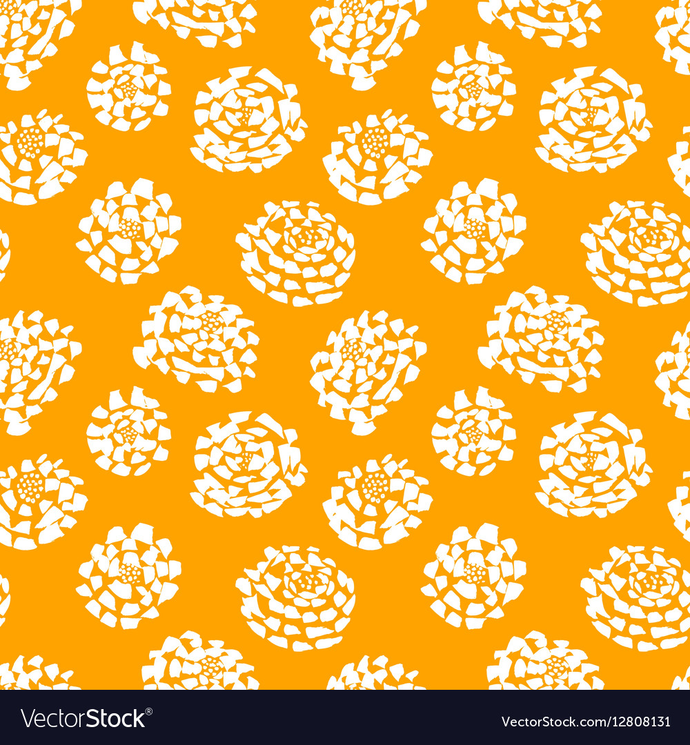 Ink seamless pattern with flowers in sketchy style