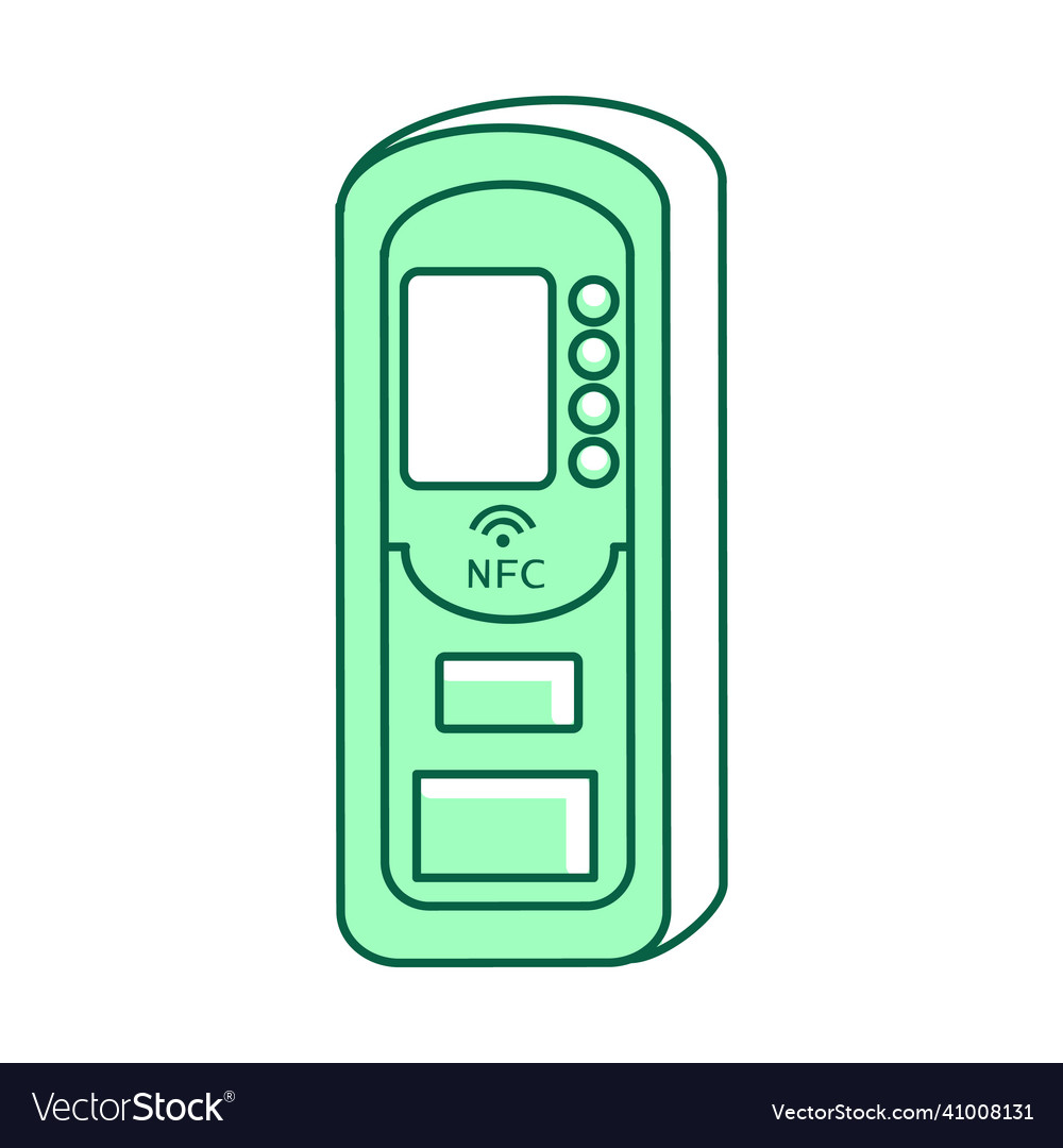 Nfc device keyless lock green linear object vector image Nfc device keyless lock green linear object