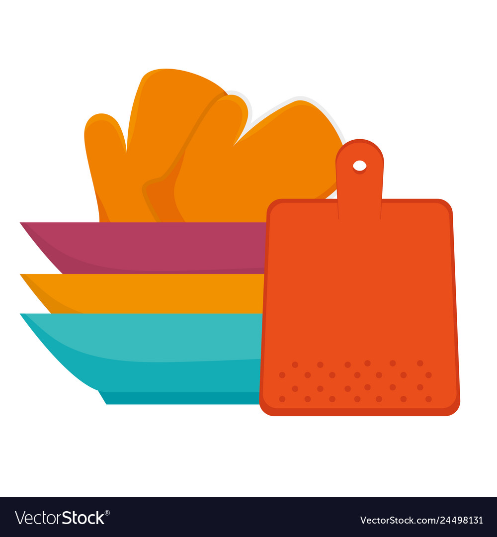 Pile dish kitchen utensils Royalty Free Vector Image