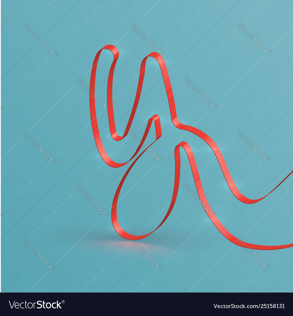 Realistic ribbon font from a typeset vector image Realistic ribbon font from a typeset