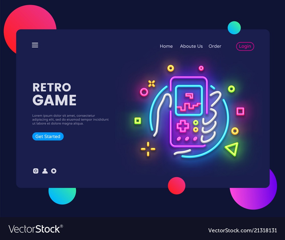 Retro games website concept banner design Vector Image