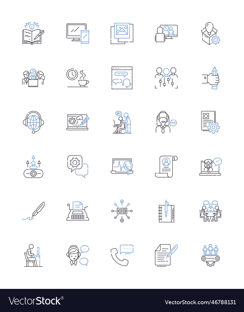 Running establishment line icons collection vector image Running establishment line icons collection