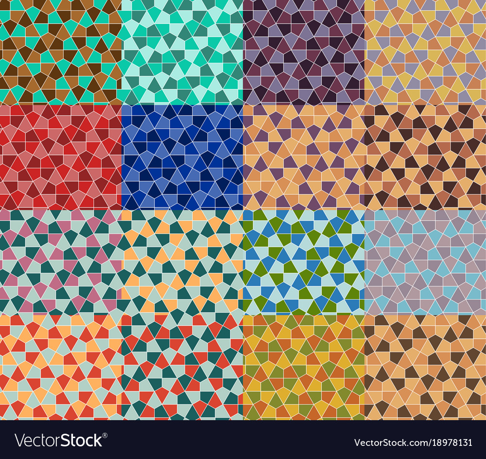 Seamless geometric pattern set simple flat lined
