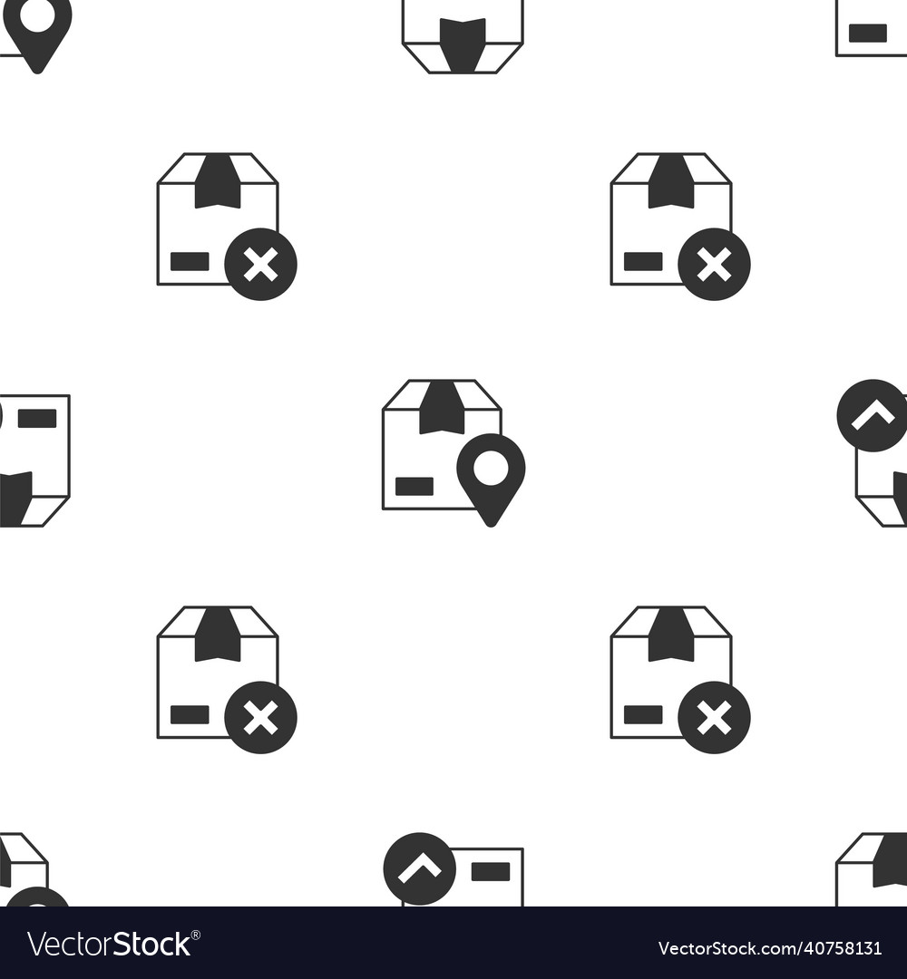 Set ackage box with check mark location cardboard