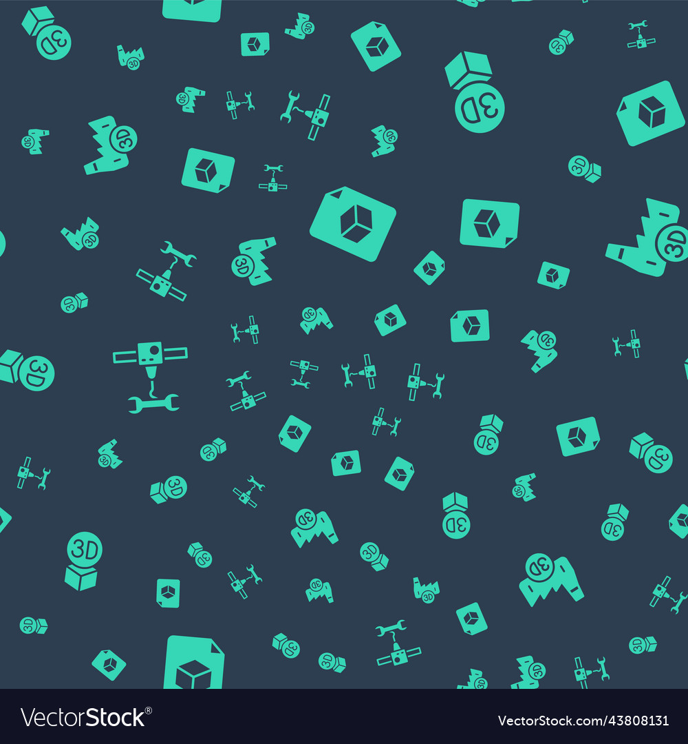 Set isometric cube file 3d printer wrench vector image Set isometric cube file 3d printer wrench