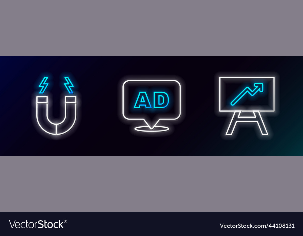 Set line board with graph chart magnet vector image Set line board with graph chart magnet