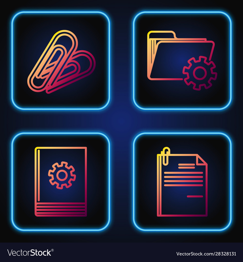 Set line file document and paper clip user manual vector image Set line file document and paper clip user manual