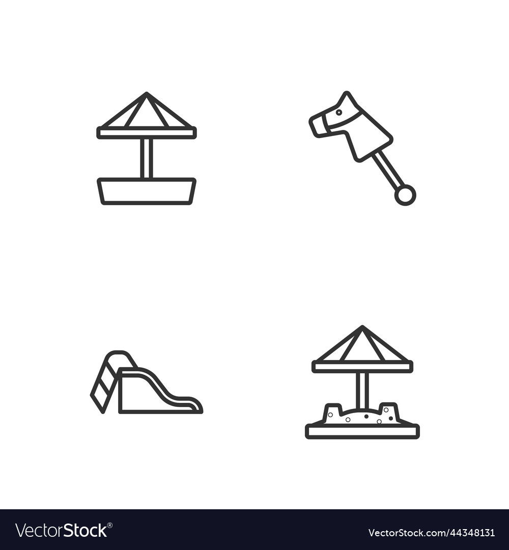 Set line sandbox with sand slide playground vector image Set line sandbox with sand slide playground