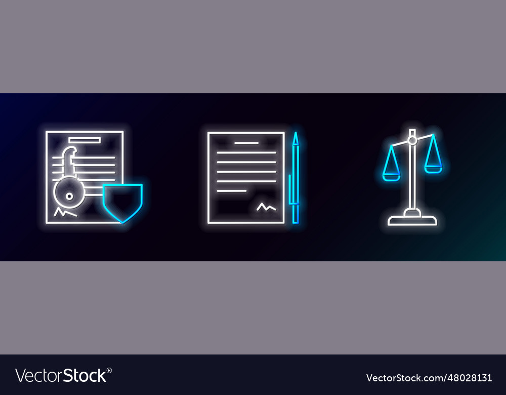 Set line scales of justice document with key
