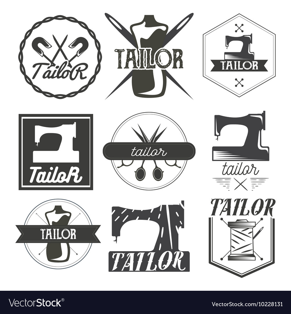 Set vintage sewing logo design elements Royalty Free Vector