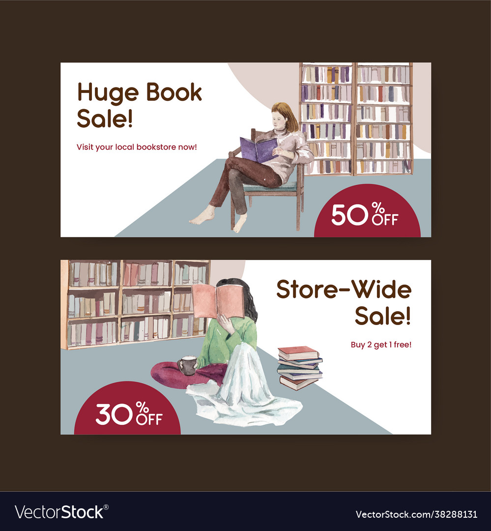 Voucher template with world book day concept Vector Image