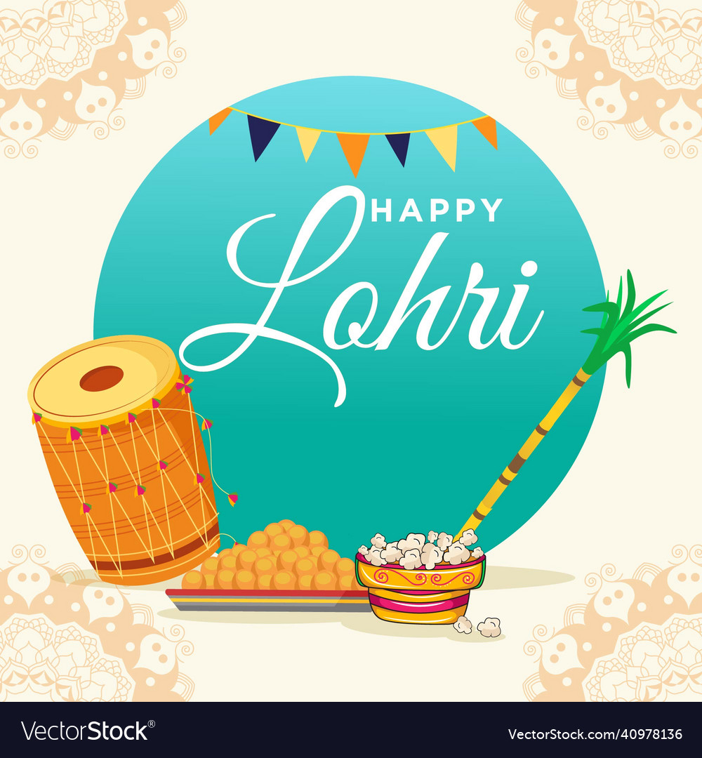 Banner design of happy lohri Royalty Free Vector Image