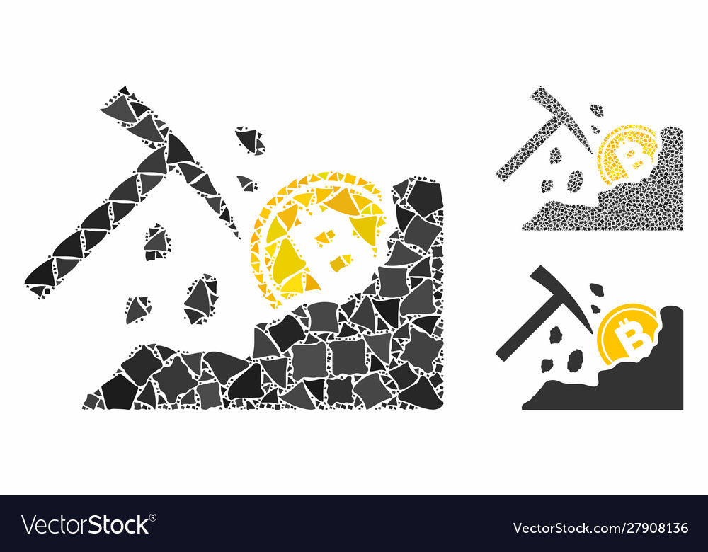 Bitcoin mining hammer composition icon uneven vector image Bitcoin mining hammer composition icon uneven