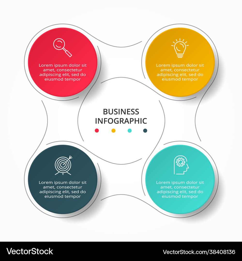 Circle elements graph diagram with 4 steps Vector Image