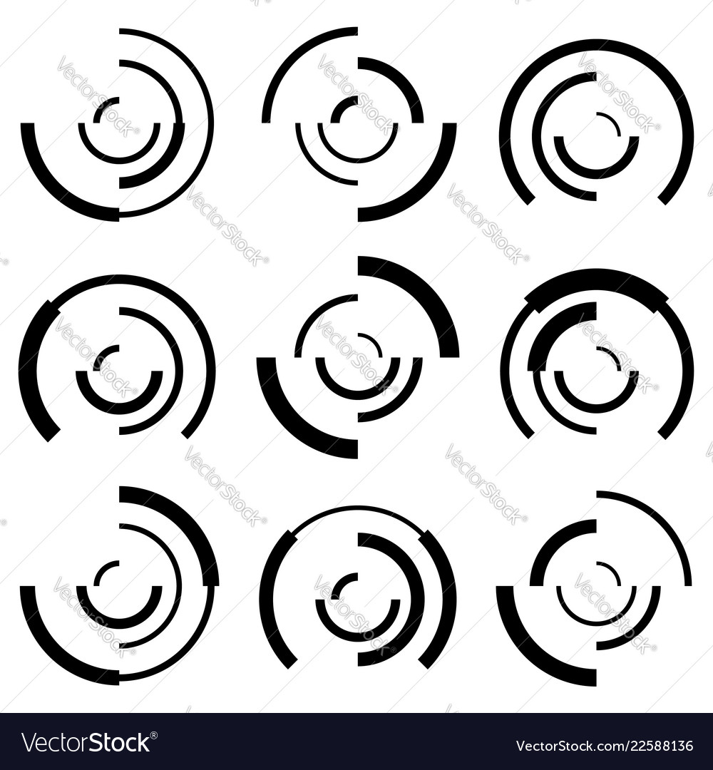 Concentric circles with random lines segmented vector image Concentric circles with random lines segmented