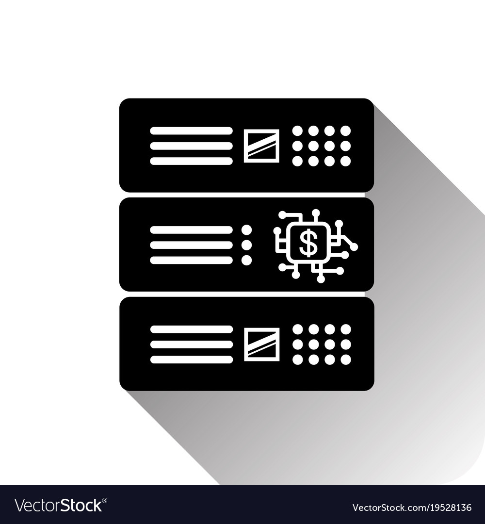 Dollar sign on computer chip in data center