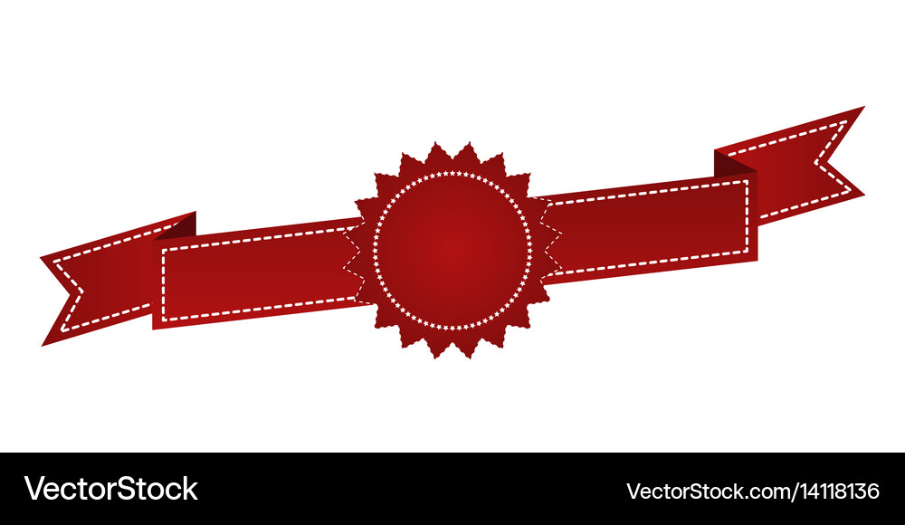 Embroidered red ribbon isolated on white can Vector Image