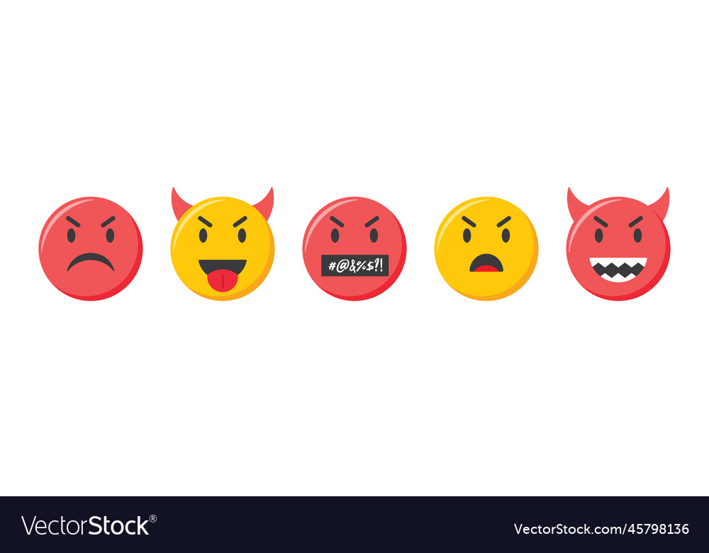 Emoji icons set angry and evil emoticons Vector Image