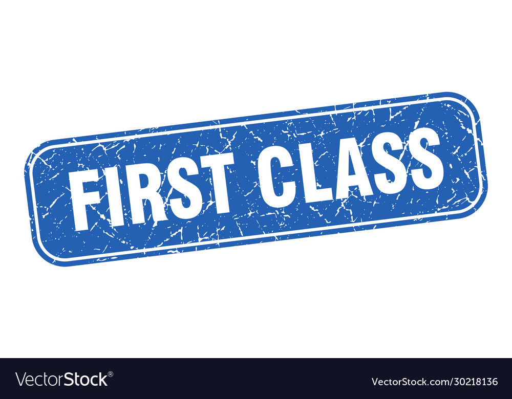 First class stamp square grungy blue