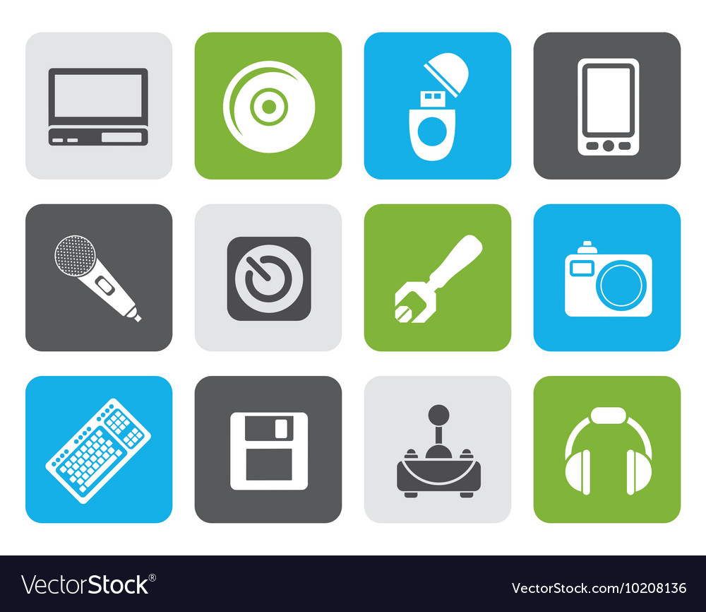 Flat computer and mobile phone elements icons