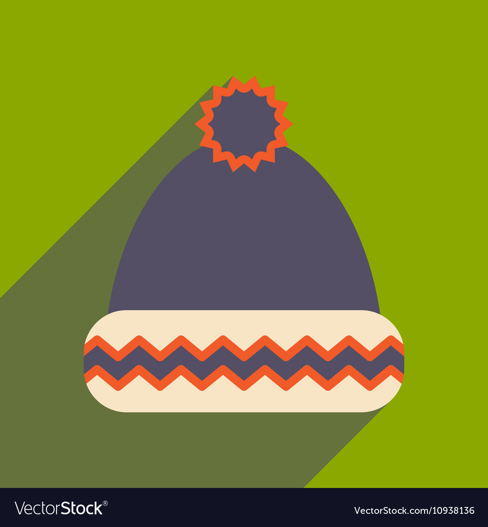 Flat icon with long shadow winter hat