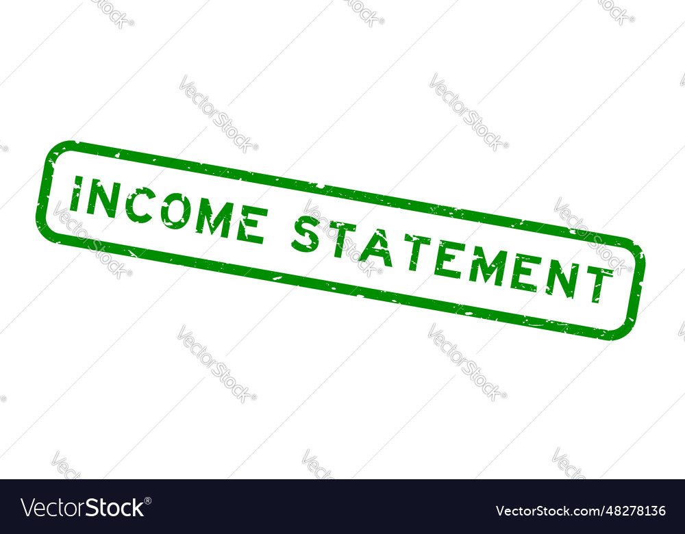 Grunge green income statement word square rubber