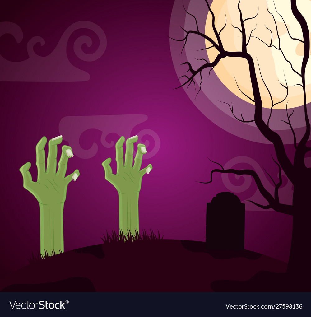 Halloween dunkel Friedhof Szene mit Sombie Hand