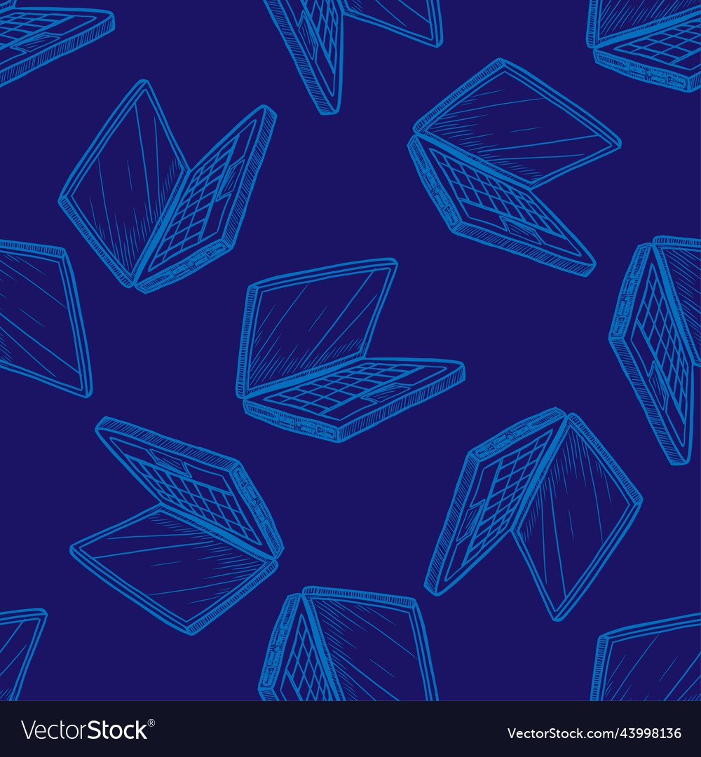 Laptop seamless pattern for print or web design Vector Image Laptop seamless pattern for print or web design