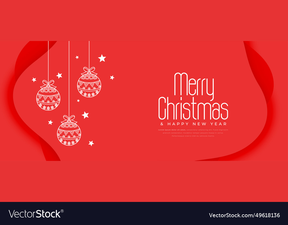 Merry christmas eve wishes banner with hanging Vector Image