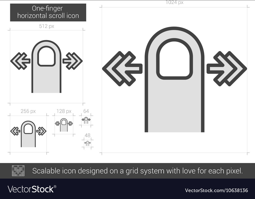 One-finger horizontal scroll line icon