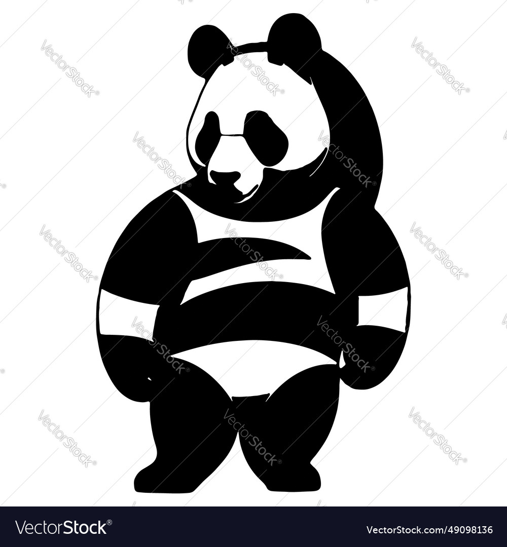 Panda silhouette in manga style on white