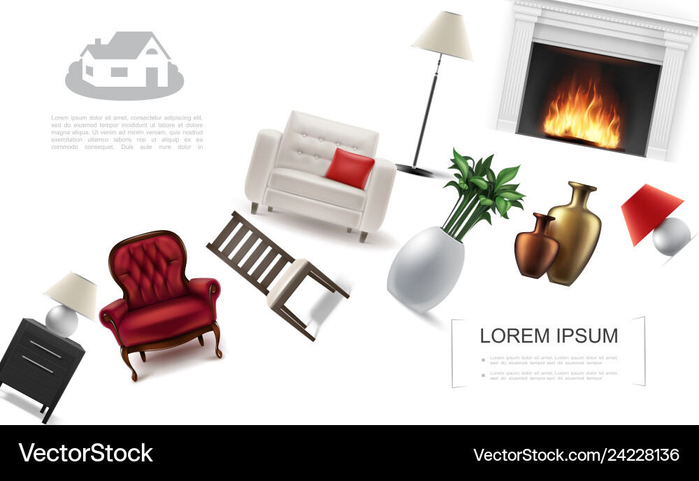 Realistic classic interior elements template Vector Image