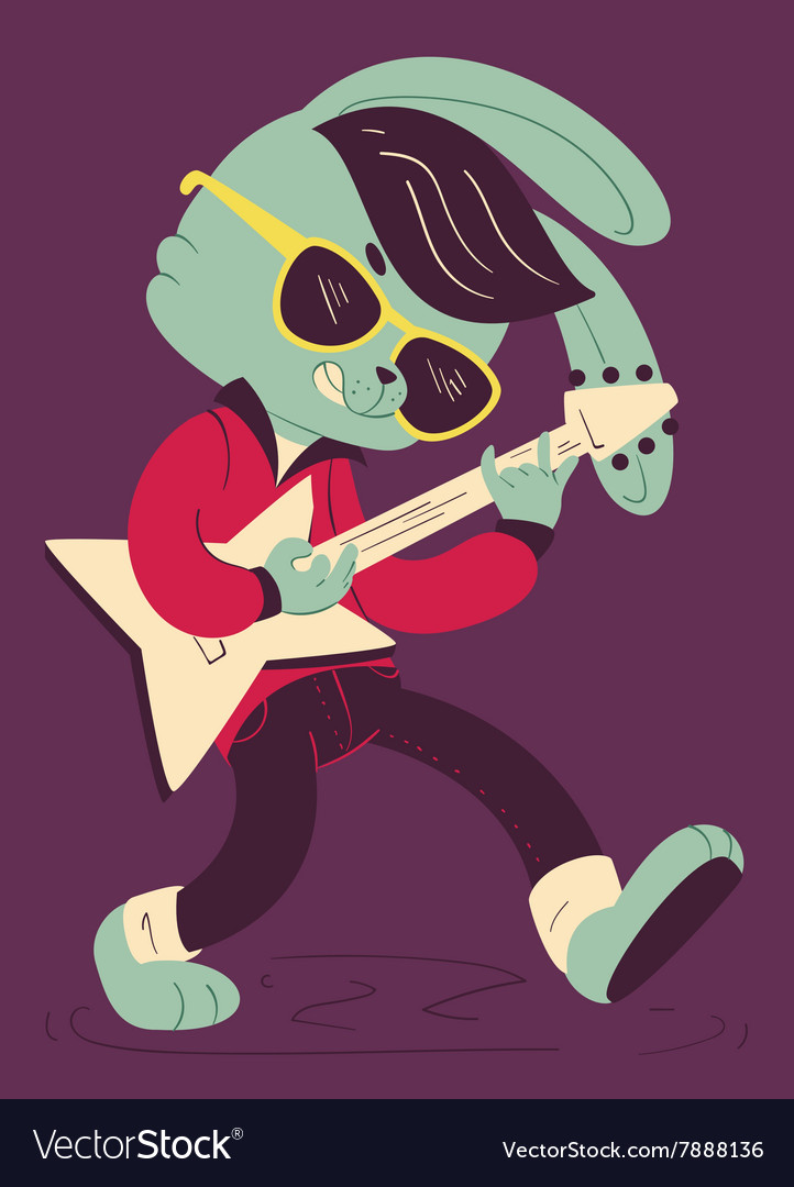 Rockabilly bunny playing guitar