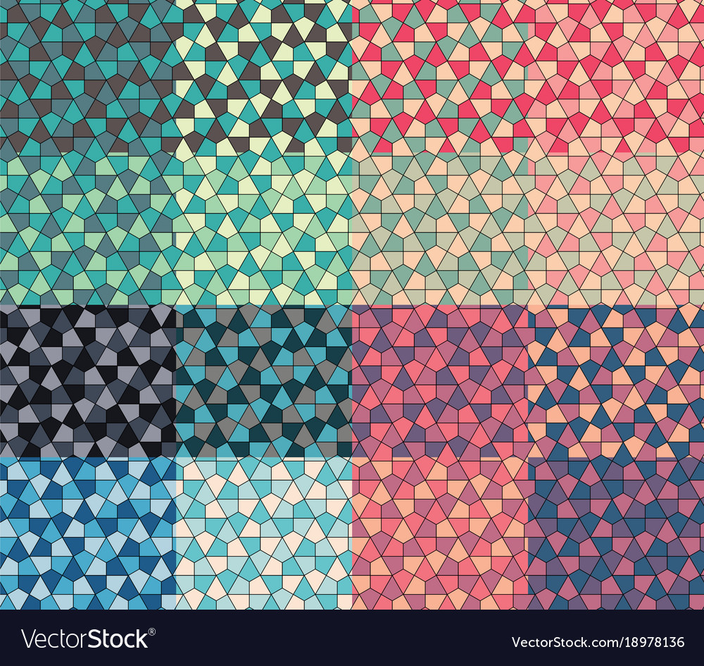 Seamless geometric pattern set simple flat lined