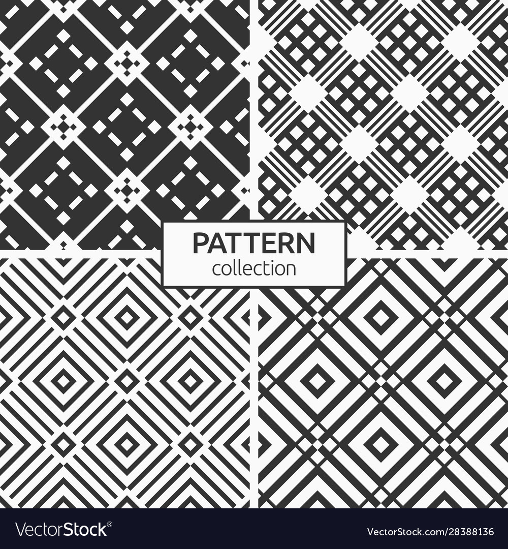 Set four abstract rhombuses seamless patterns