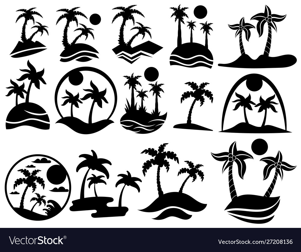 Set islands with palm trees the collection vector image Set islands with palm trees the collection