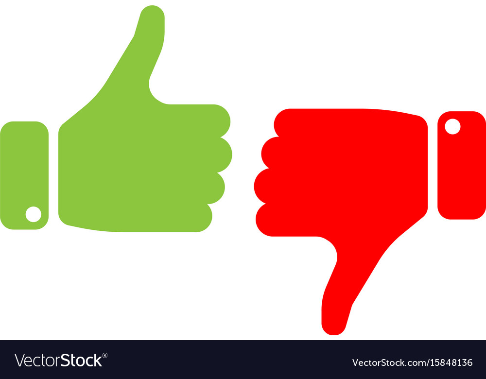 Vote thumbs up icon in red and green make a Vector Image